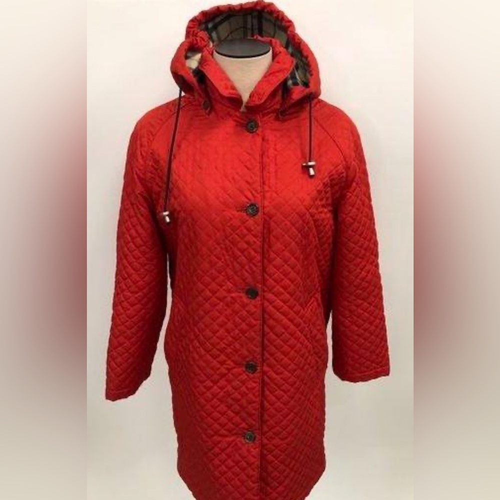 Burberry Red Puffer Jacket with Quilted Design